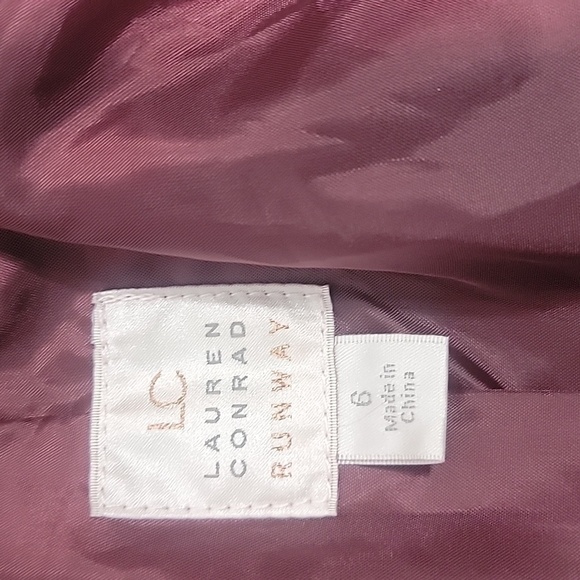 LC Lauren Conrad Runway Collection, Size 6 Burgundy Moto Jacket, Faux Suede - Picture 10 of 14